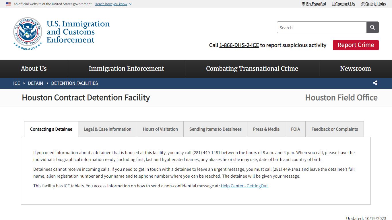 Houston Contract Detention Facility | ICE