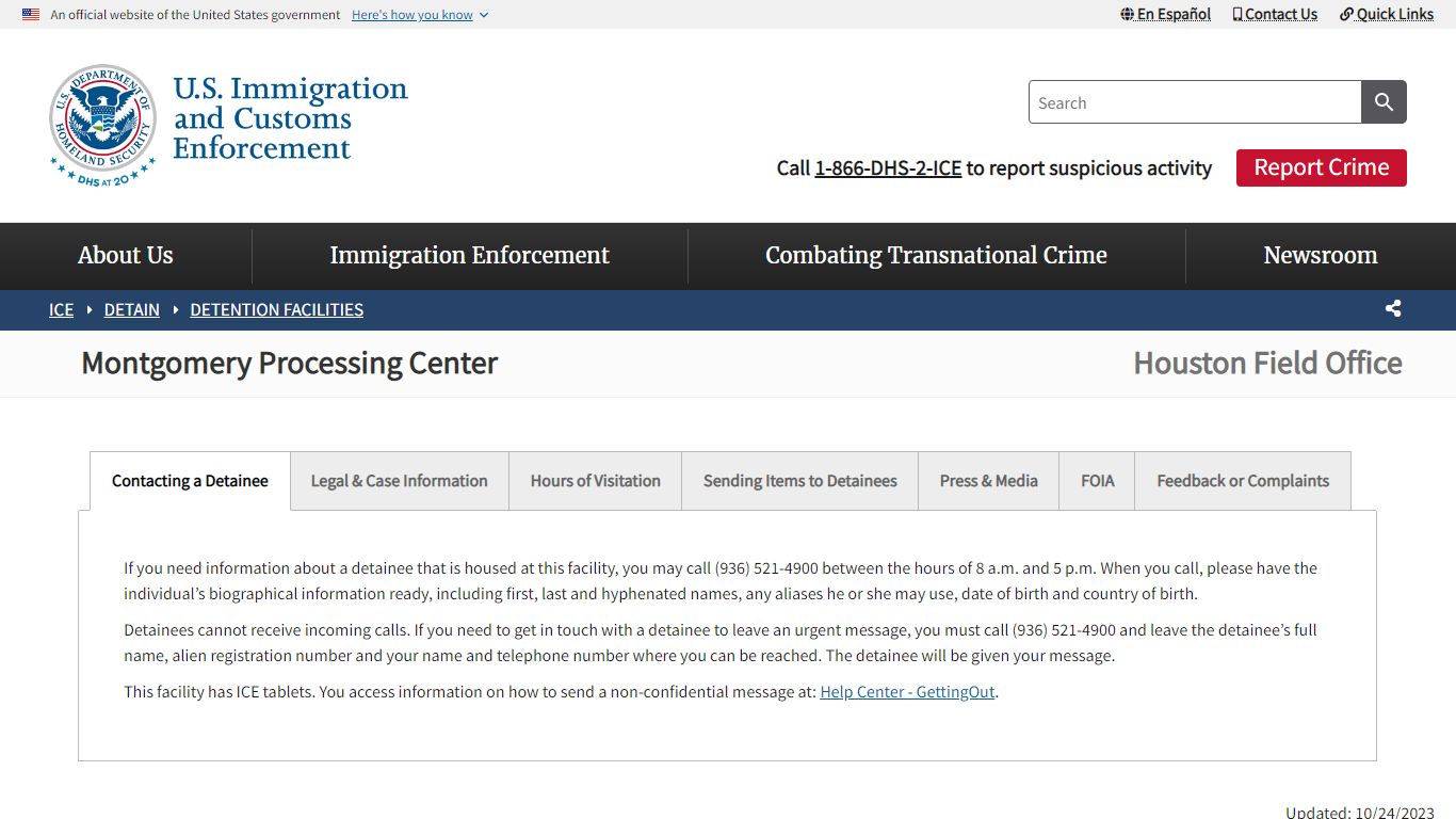 Montgomery Processing Center | ICE