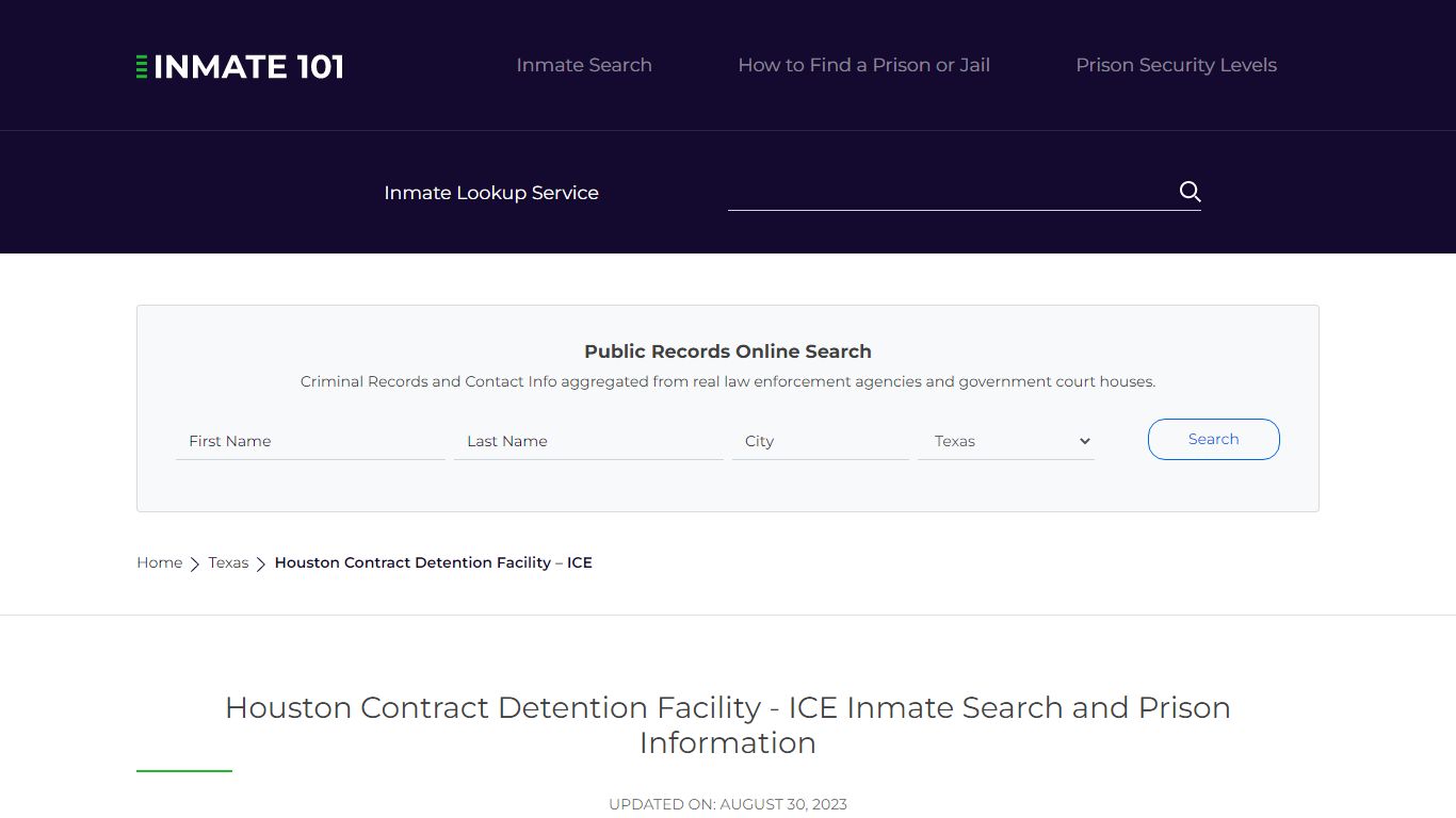 Houston Contract Detention Facility - ICE Inmate Search, Visitation ...